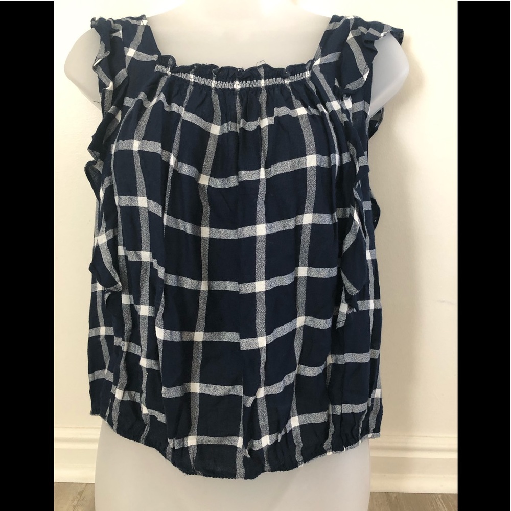 New beautiful plaid tank top blue with white